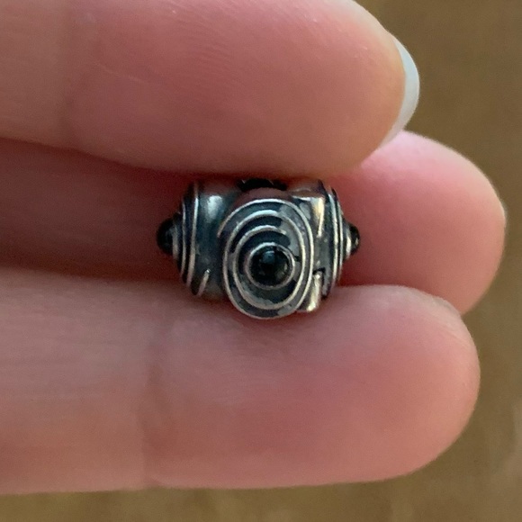 Retired HTF Pandora "Hypnotize" Black Onyx Safety Clip Stopper Charm - Picture 6 of 11